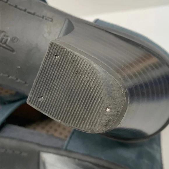 Earth Keri Perforated Nubuck Peep Toe Heeled Ankle Boots Moroccan Blue Size 7.5 - Picture 6 of 7